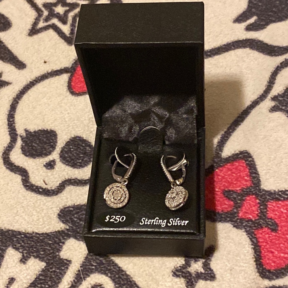 Sterling sliver diamond earrings